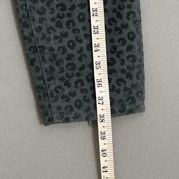 Pilcro Womens Jeans 31 Stet Teal Blue Flocked Velvet Leopard Animal Boho Western - Picture 9 of 16